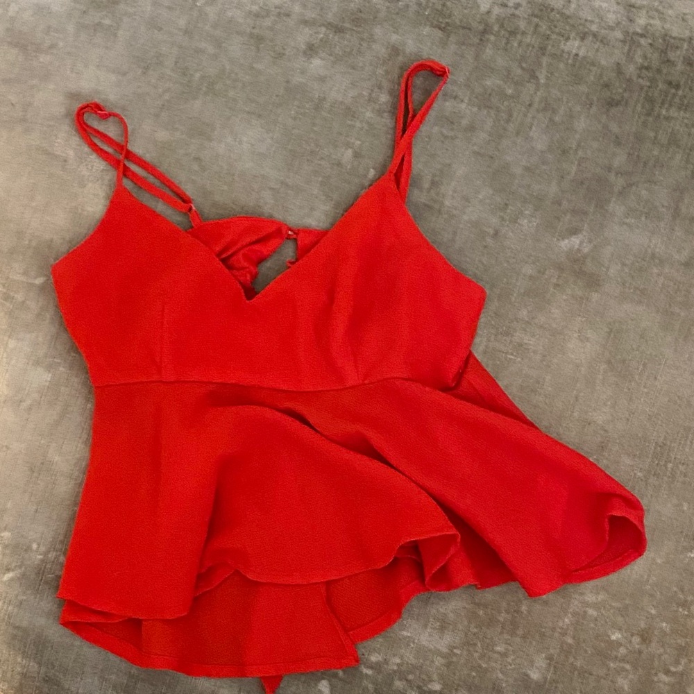Red Peplum Tank Top